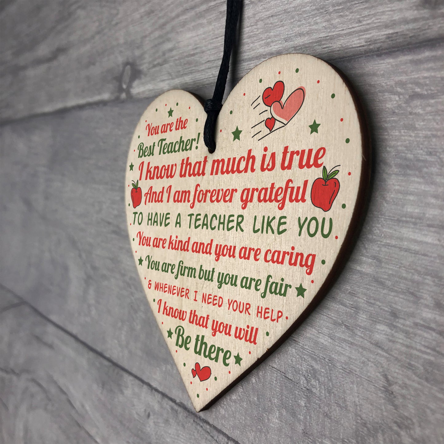 Teacher Gift Leaving Present Hanging Wooden Heart Nursery Gifts