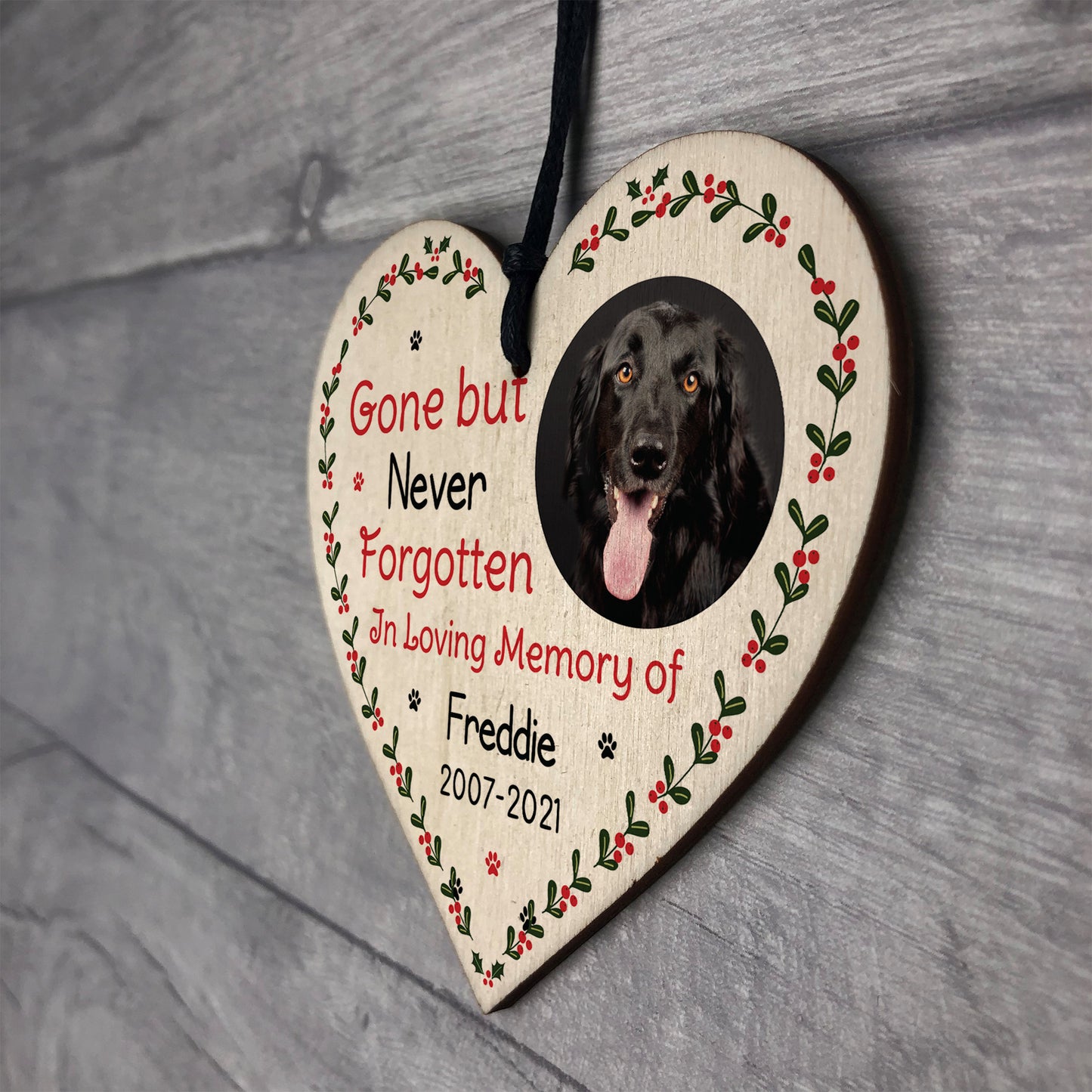 Special Memorial Gift For Dog Pet Wood Heart Personalised