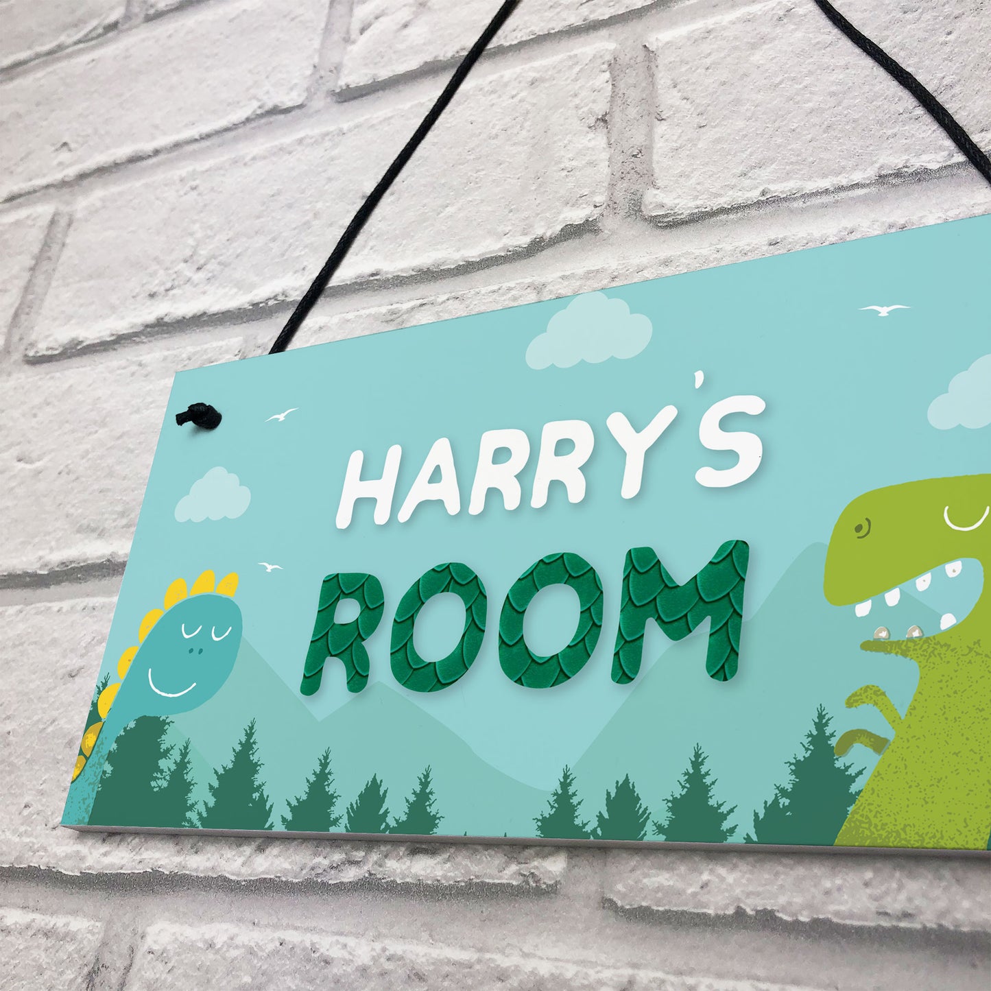 Dinosaur Personalised Door Sign Kids Bedroom Nursery Birthday