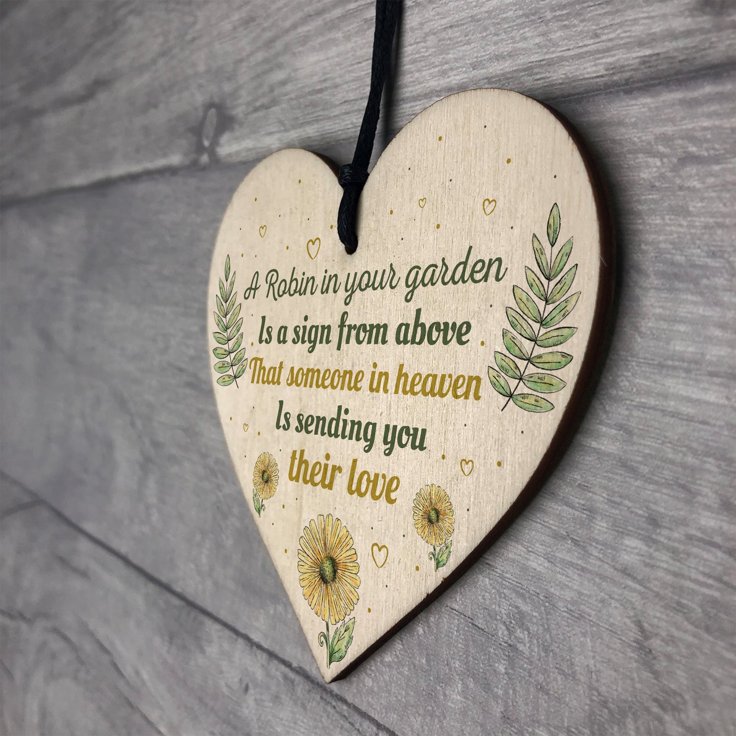 Robin Garden Memorial Grave Wood Heart Sign Rememberance