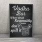 Vodka Bar Hanging Plaque Alcohol Party Birthday Gift Garden Pub