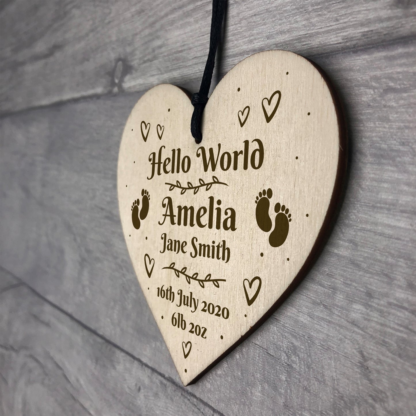 Personalised Newborn Baby Gift Milestone Heart Plaque