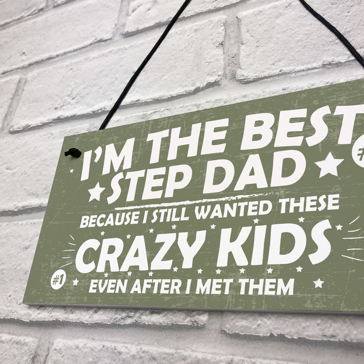 Best Step Dad Crazy Kids Novelty Hanging Plaque Fathers Day Gift