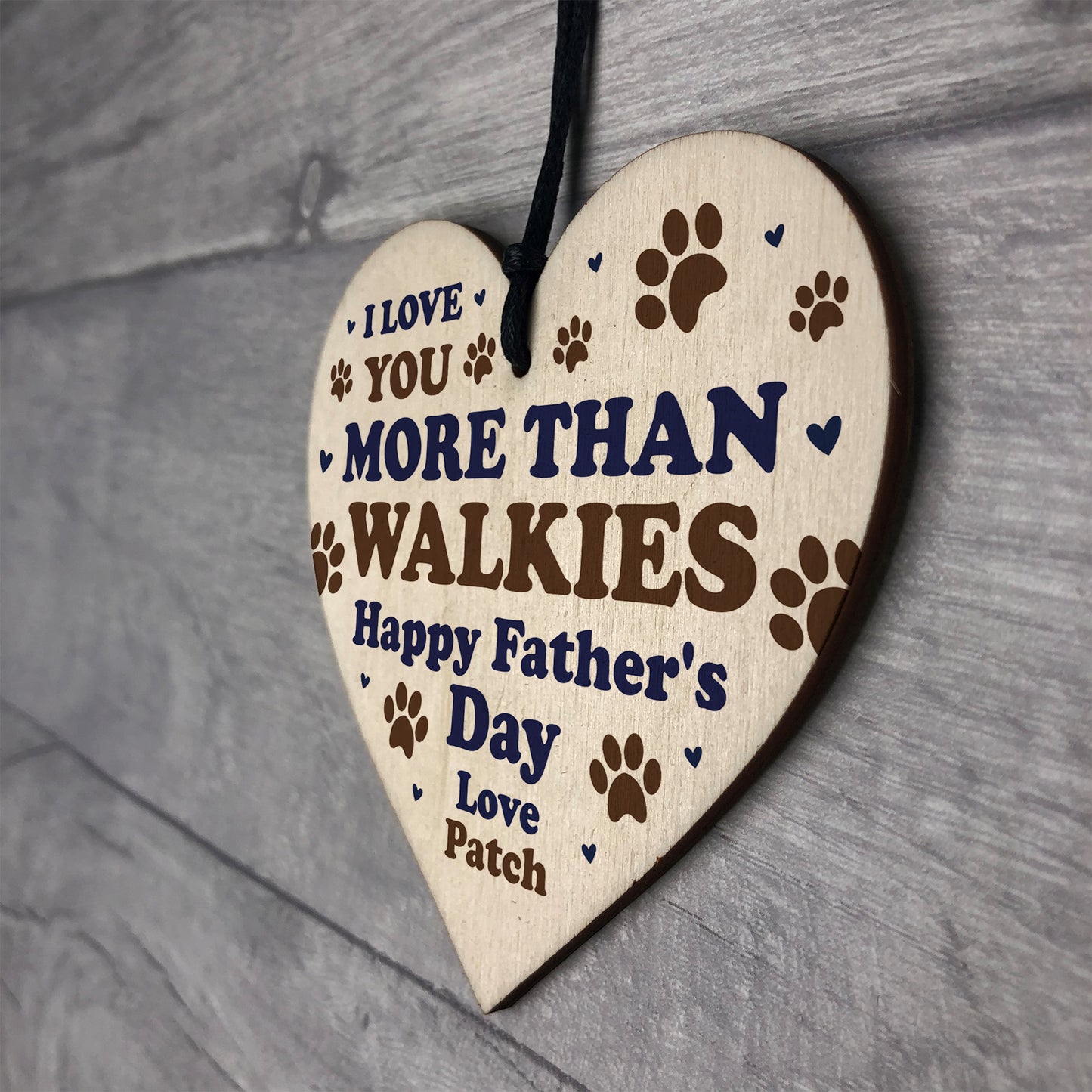 Funny Fathers Day Gift For The Dog Personalised Wooden Heart