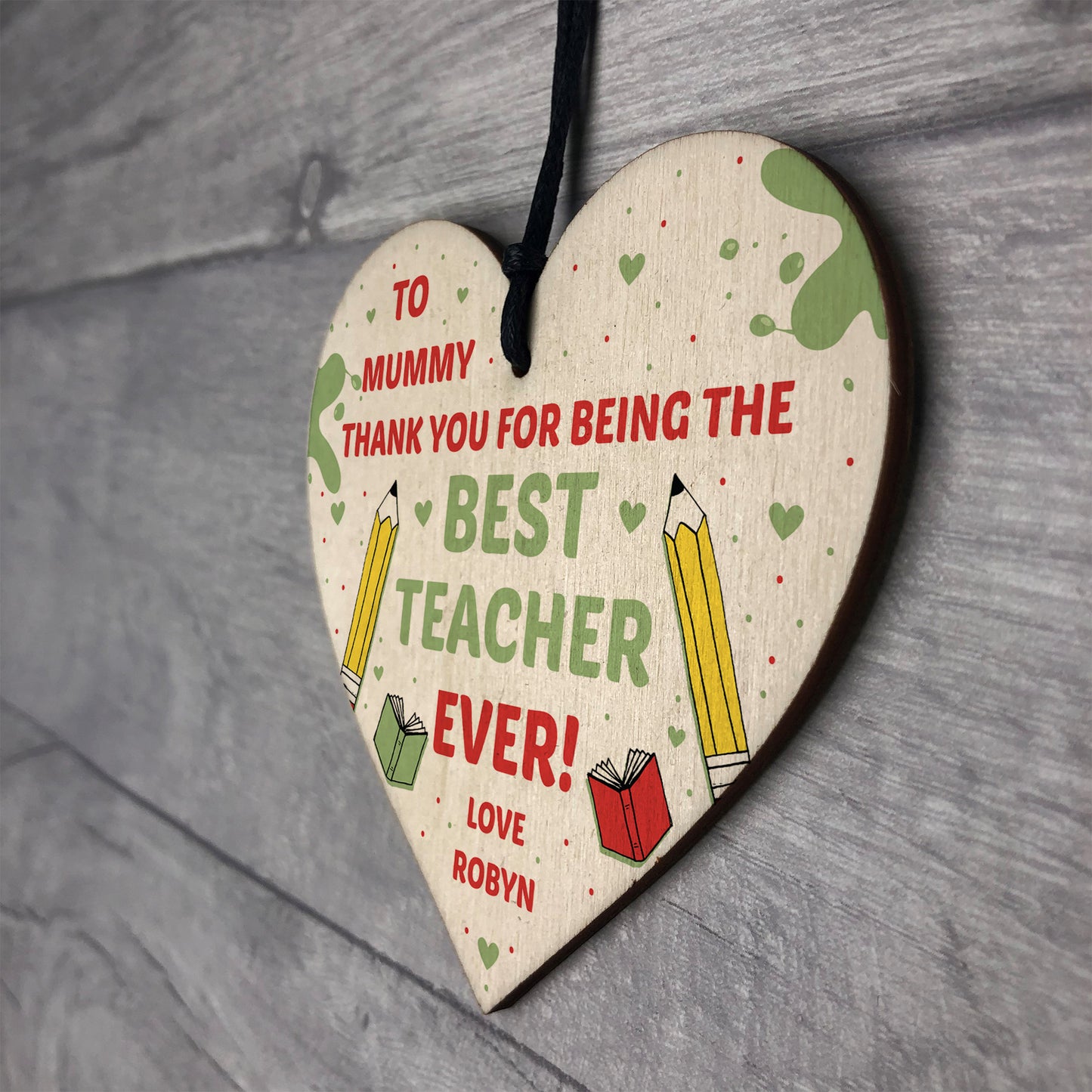 Personalised Thank You Gift For Mummy Wood Heart Teacher Gifts