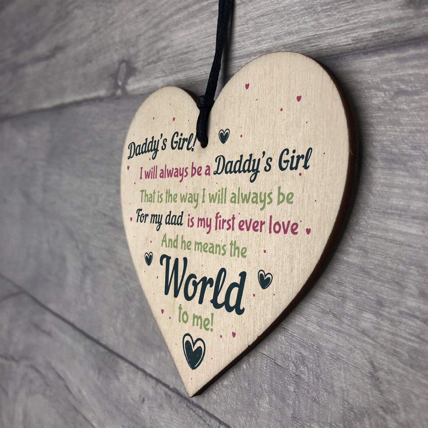 Daddy's Girl Wooden Heart Birthday FATHERS DAY Gift For Him