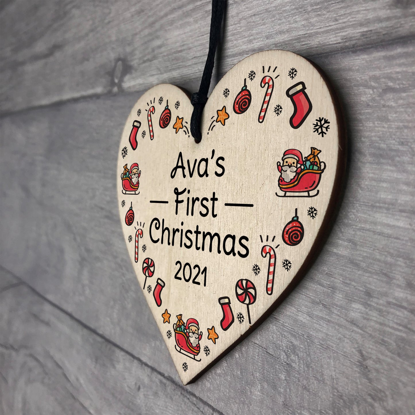 1st Christmas Bauble Tree Decoration Personalised New Baby Heart