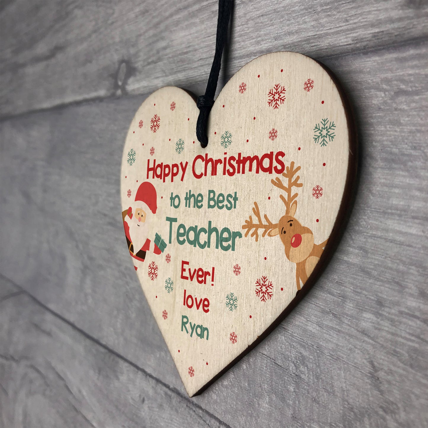 Happy Christmas Gift For Teacher Teaching Assistant Wood Heart