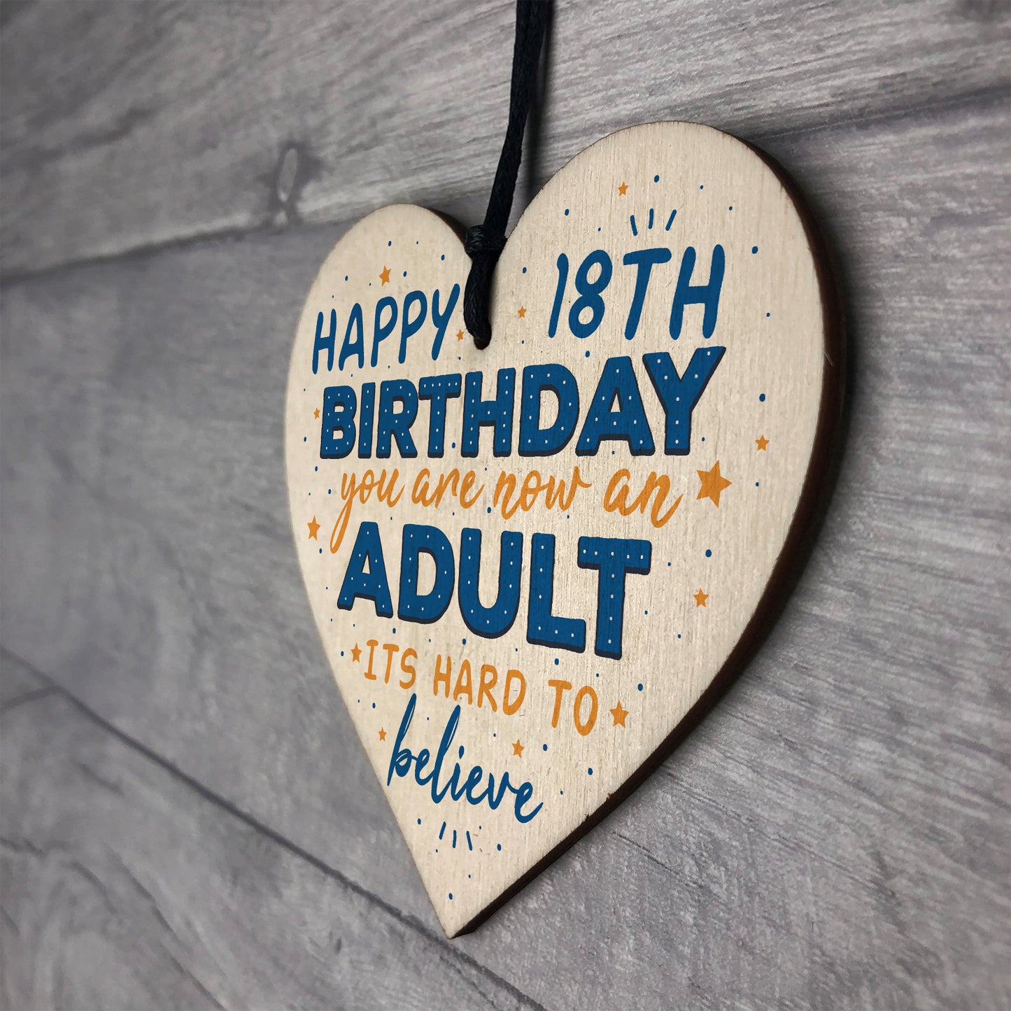Happy 18th Birthday Gift Heart Wooden Plaque Chic Keepsake Sign