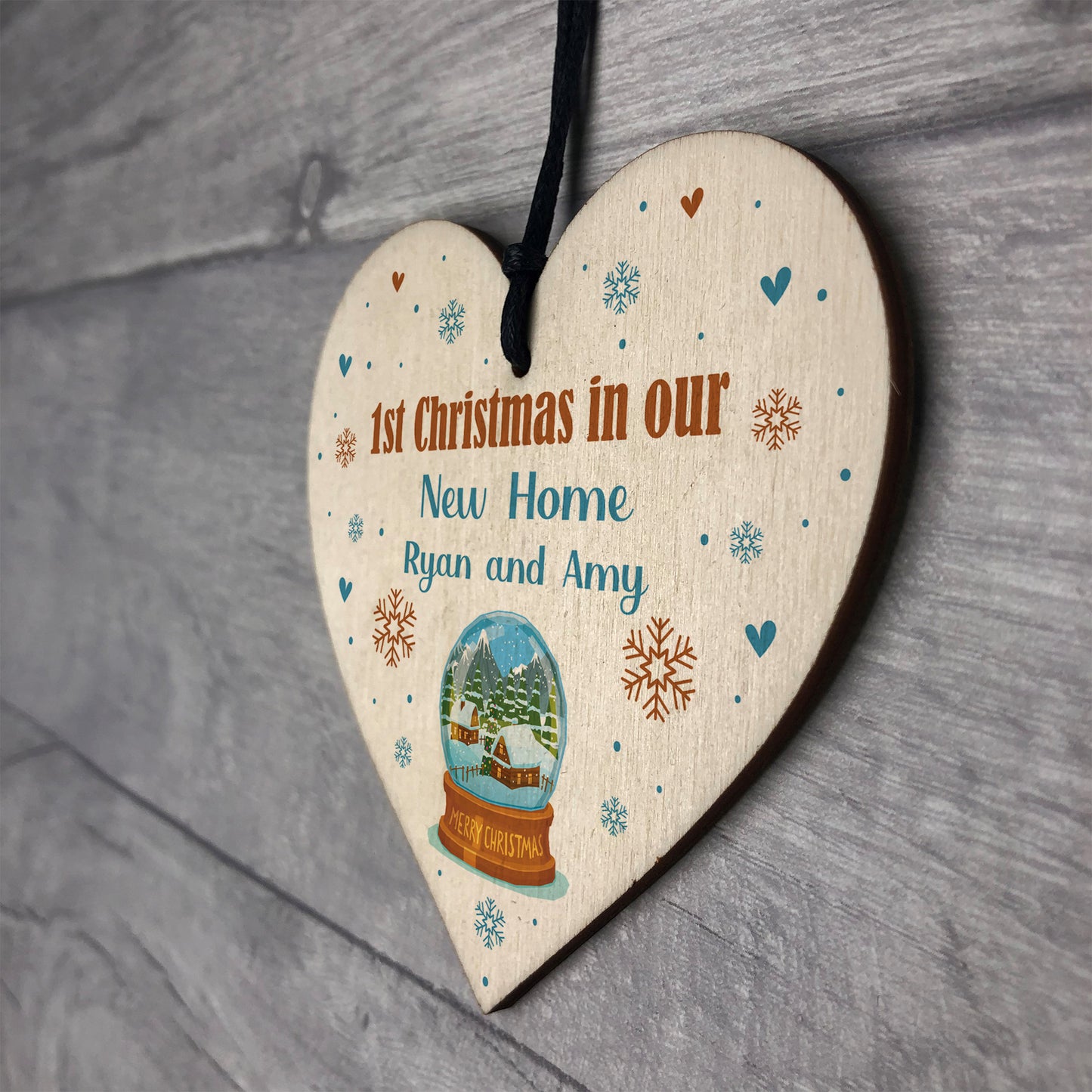 New Home Gift To Hang On Christmas Tree Wood Heart Bauble
