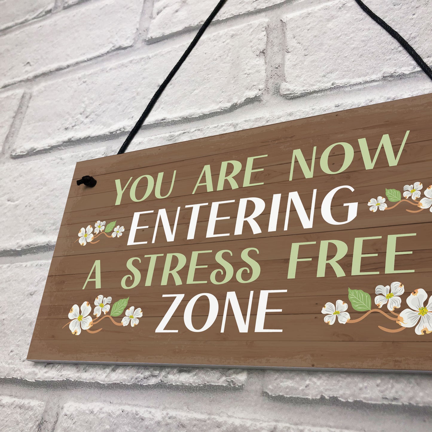 Garden Sign Hanging Wall Sign STRESS FREE ZONE Sign