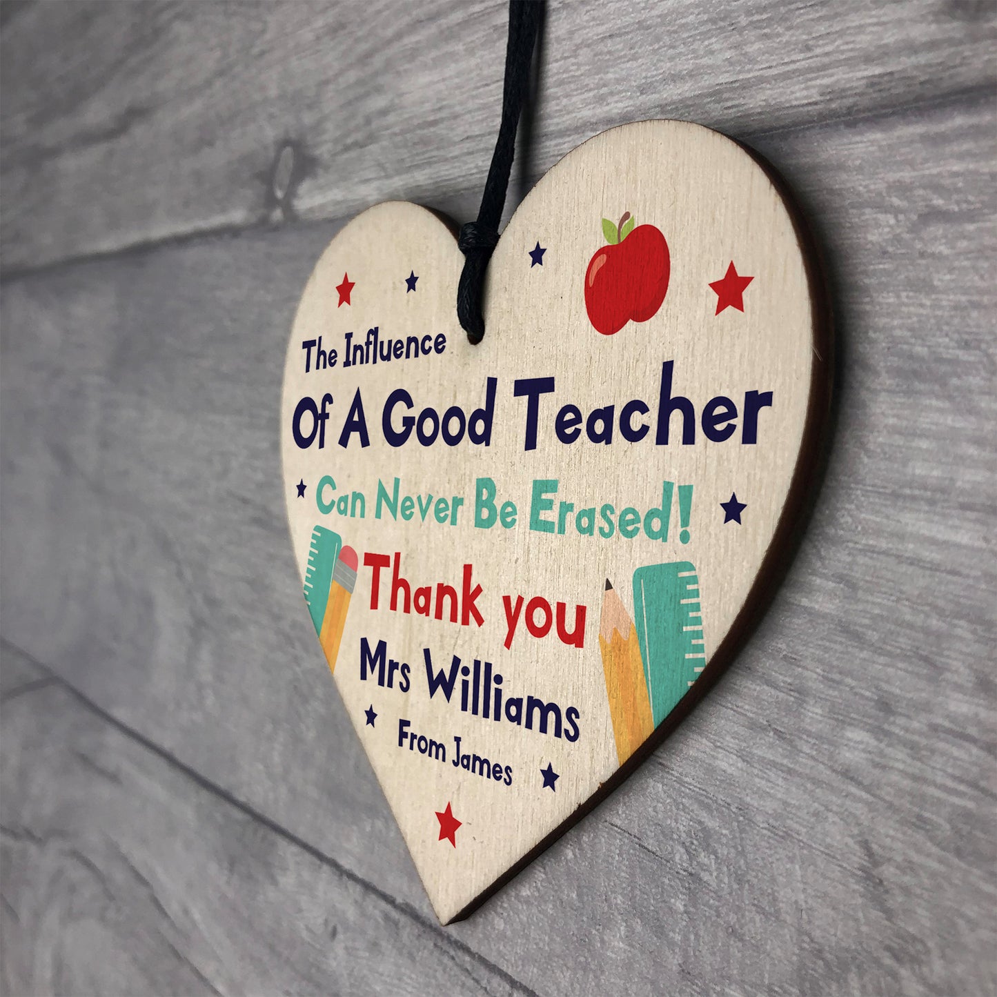 Personalised Teacher Gifts Wood Heart Cute Thank You Gift