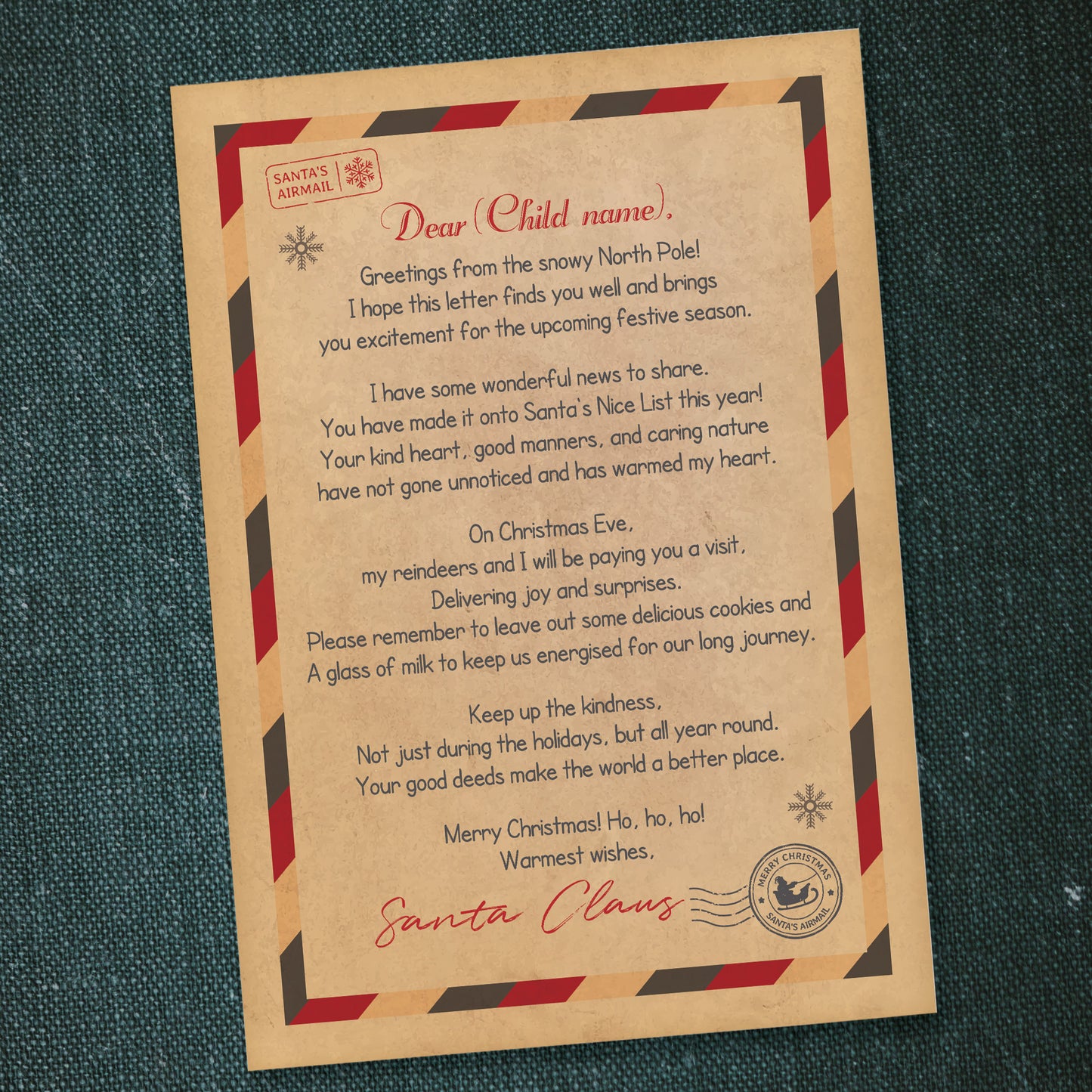 Personalised Letter From Santa Christmas Eve Box Filler Daughter