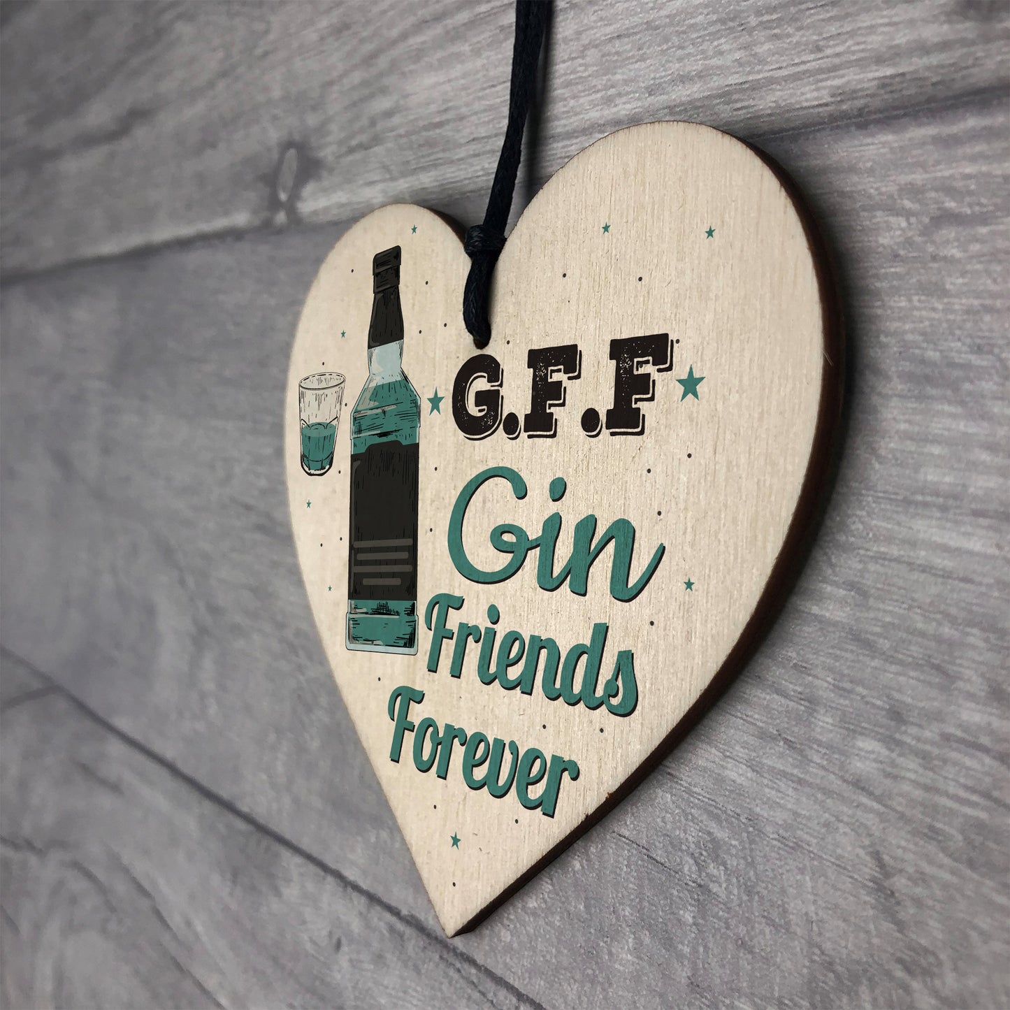 Gin Friends Wooden Heart Bar Pub BBQ Party Alcohol Plaque BDAY