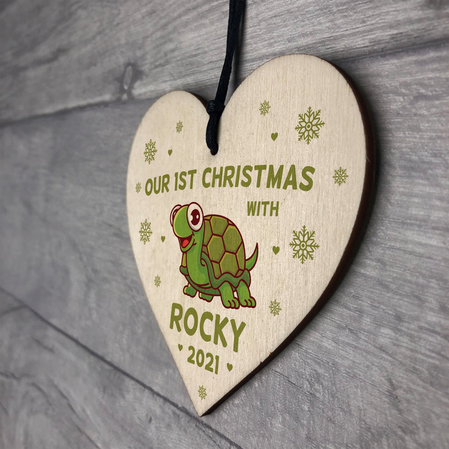 1st Christmas With Tortoise Heart Personalised Christmas Bauble