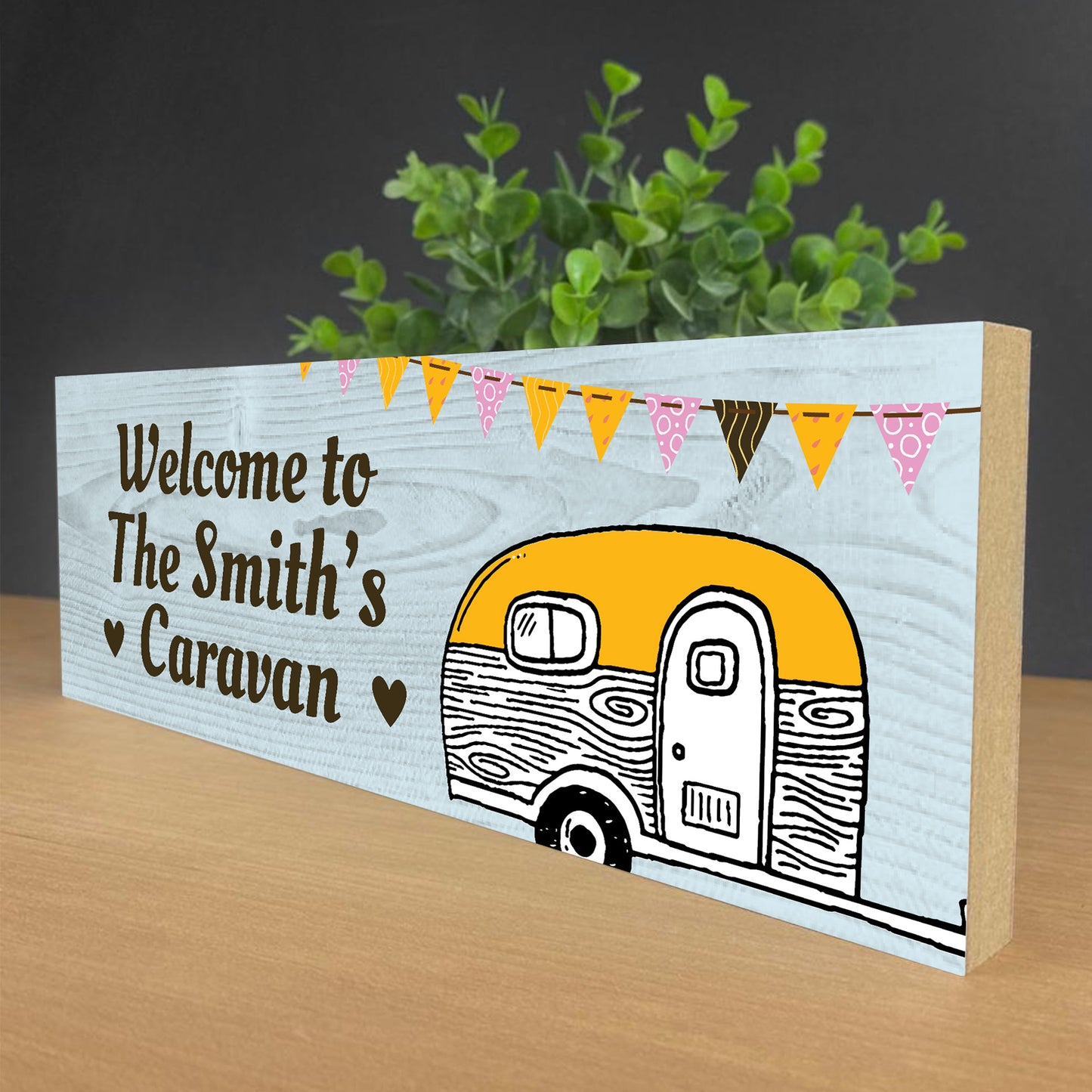 Personalised Caravan Wood Outdoor Sign Welcome Plaques