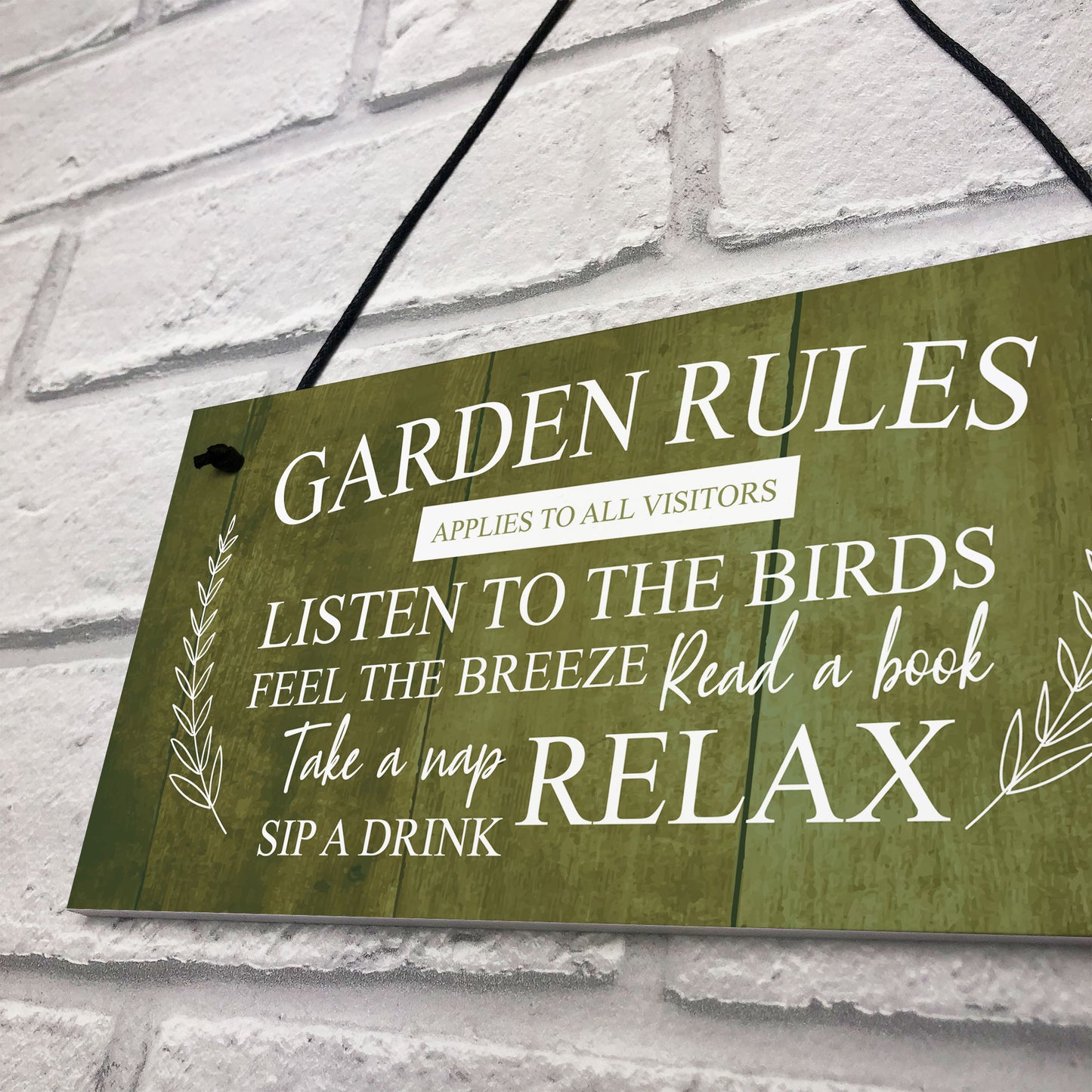 Garden Rules Sign Hanging Wall Shed Summer House Sign Rustic