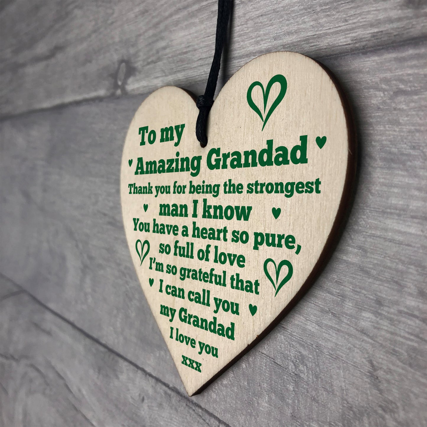 Grandad Gifts Hanging Wood Heart Birthday Fathers Day Gift