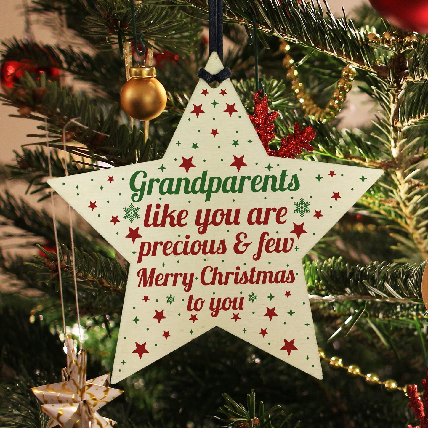Grandparents Christmas Gifts Wooden Star Tree Bauble Decoration