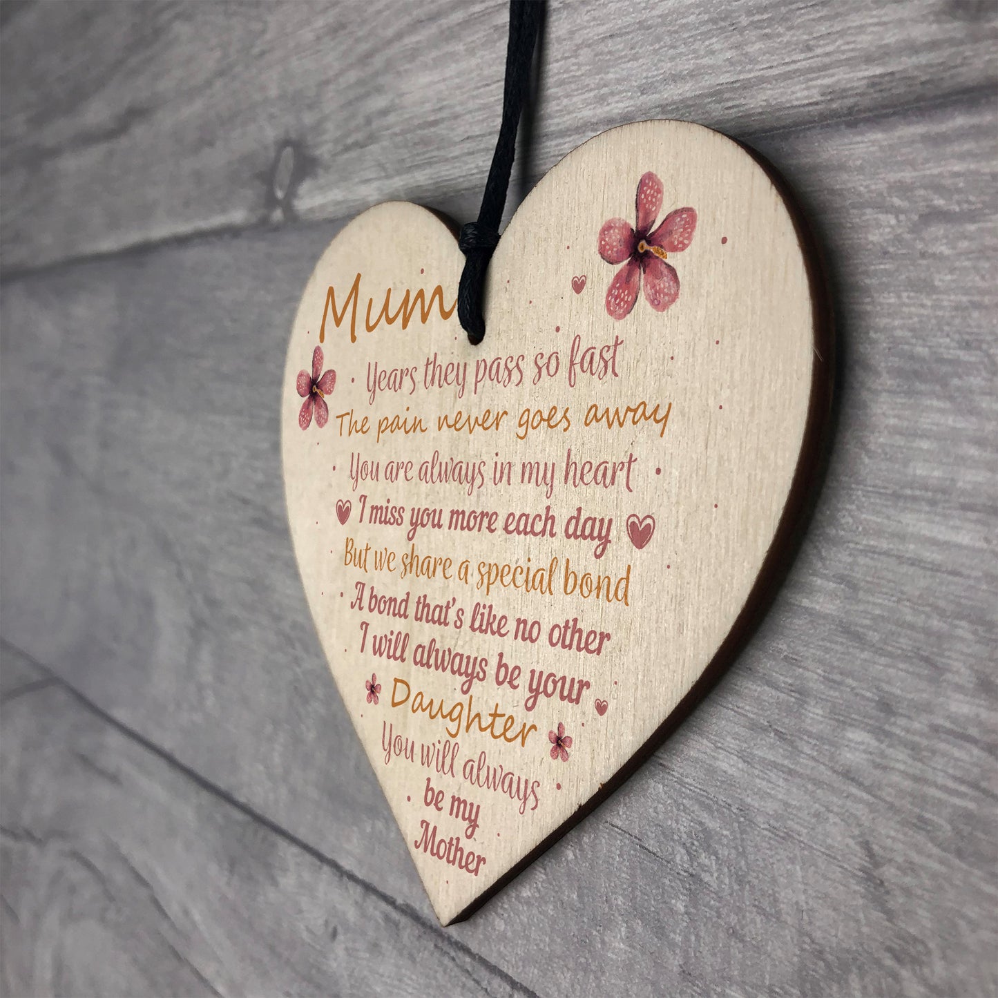 Mum Garden Memorial Gift Wooden Heart Grave Plaque Gifts For Mum