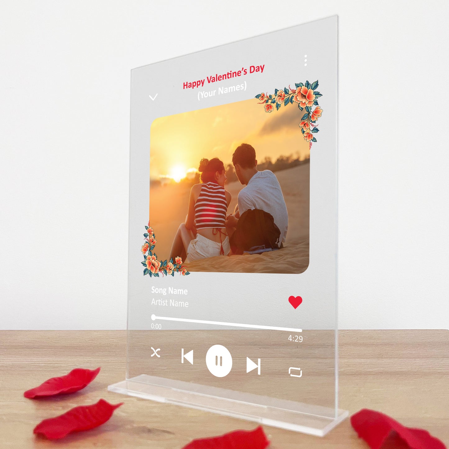 Personalised Photo Plaque Valentine's Day Gift Custom Song