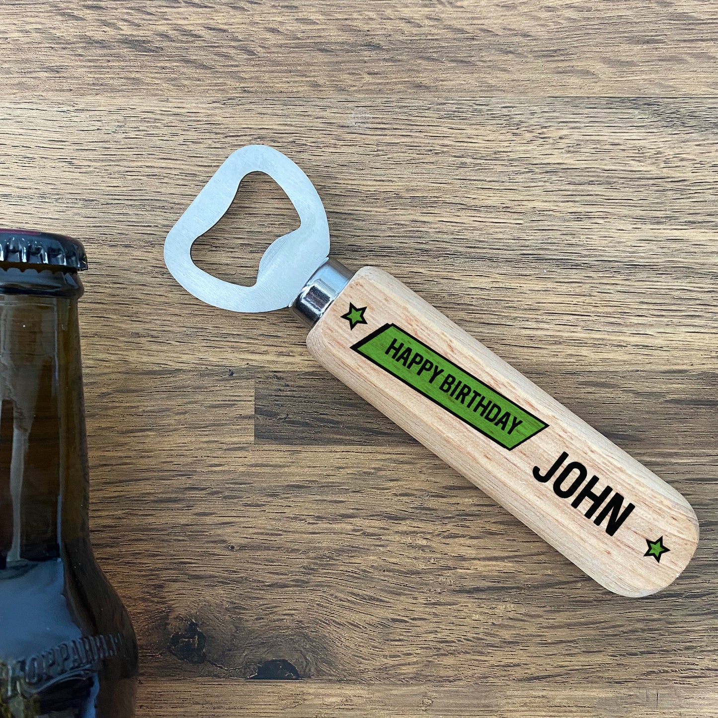 Personalised Birthday Gift For Him Her Wood Bottle Opener