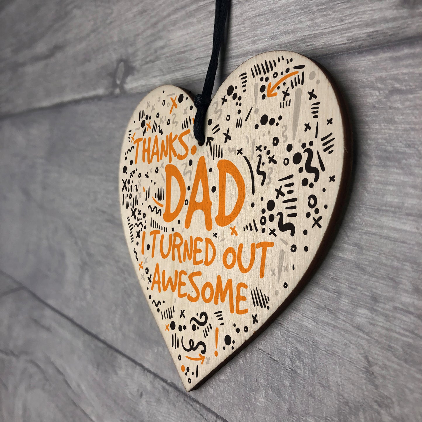 Thanks Dad Awesome Wooden Heart FATHERS DAY Gifts Son Thank You