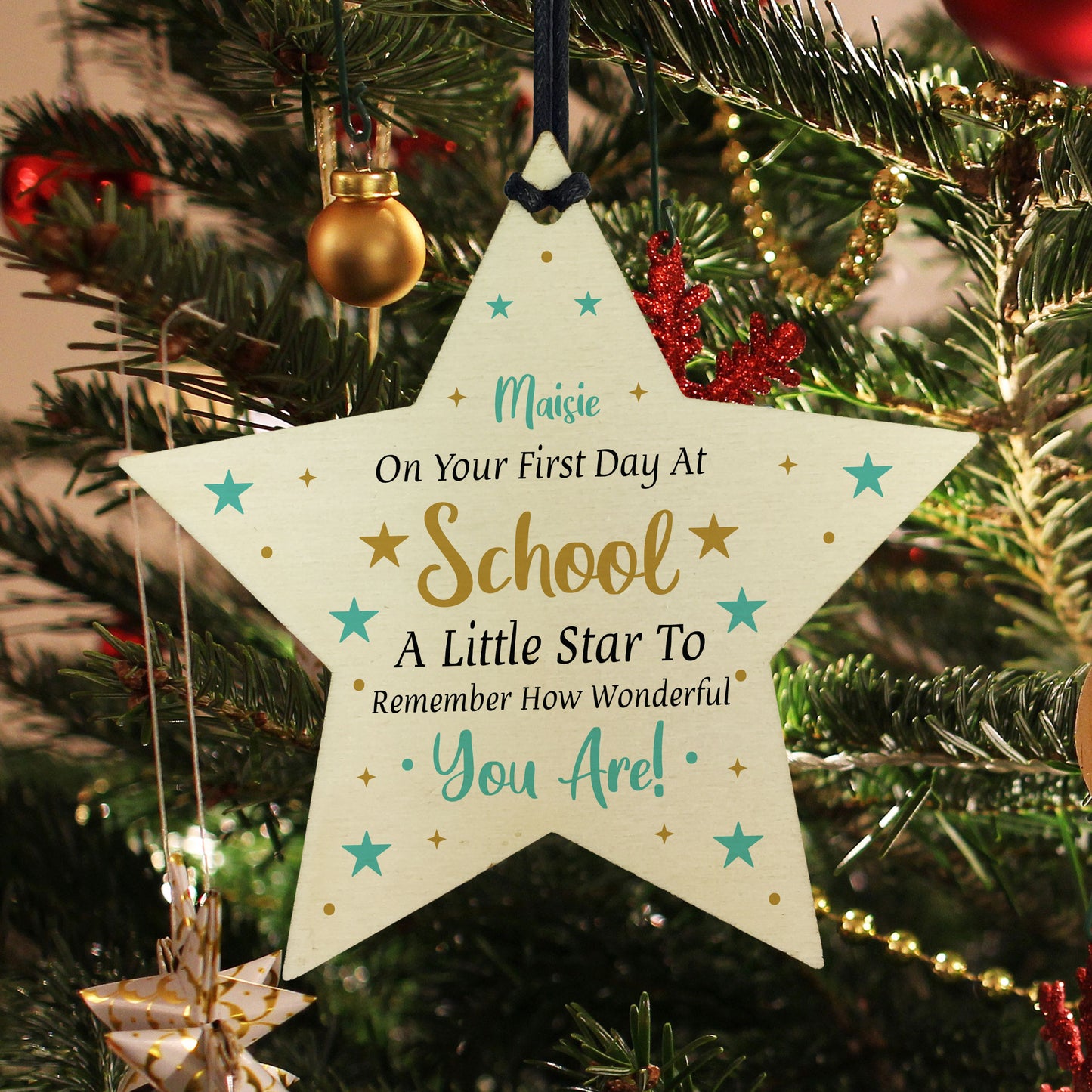 1st Day At School Gift Personalised Wooden Star Daughter Son