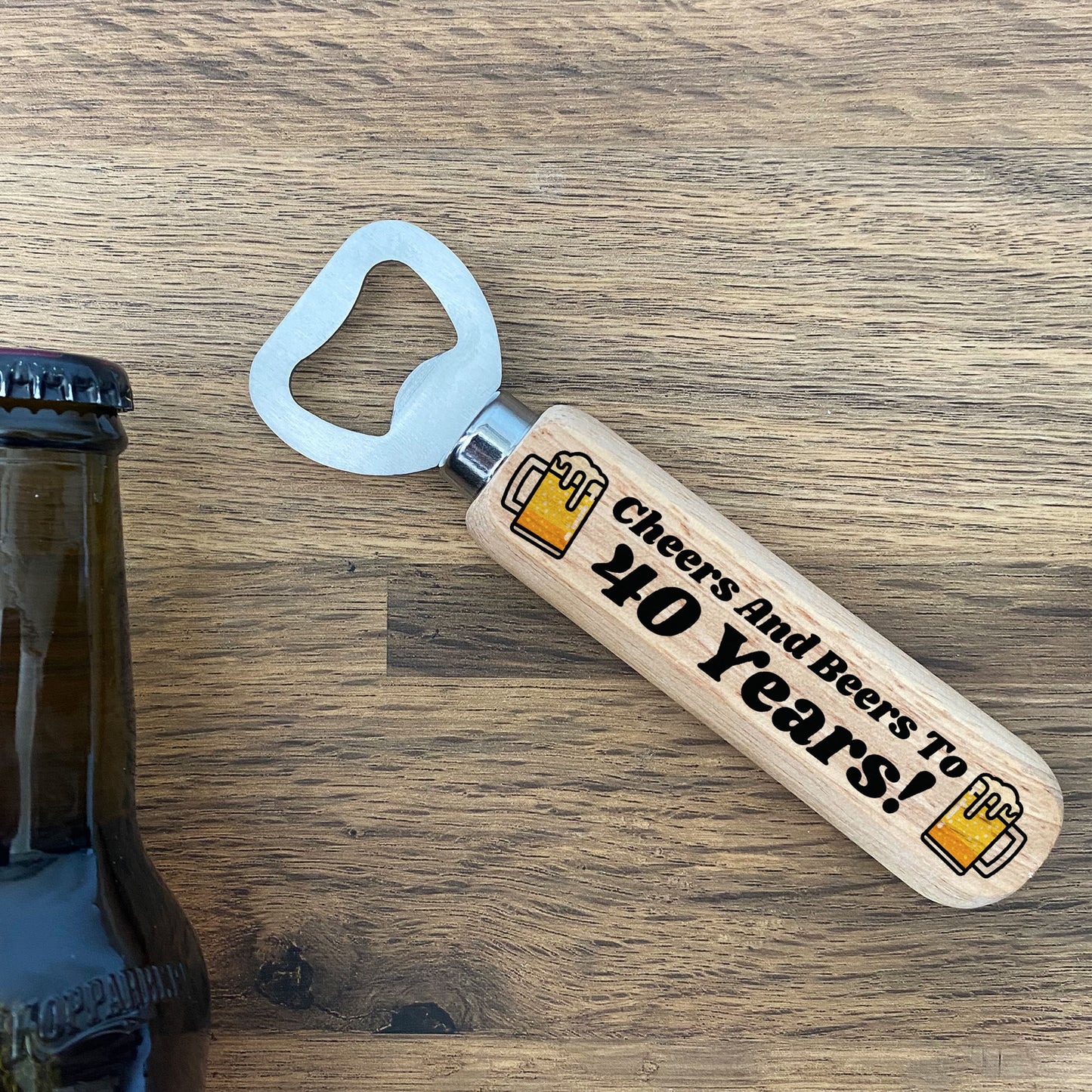 Quirky 40th Birthday Gift For Him Wood Bottle Opener Dad Brother