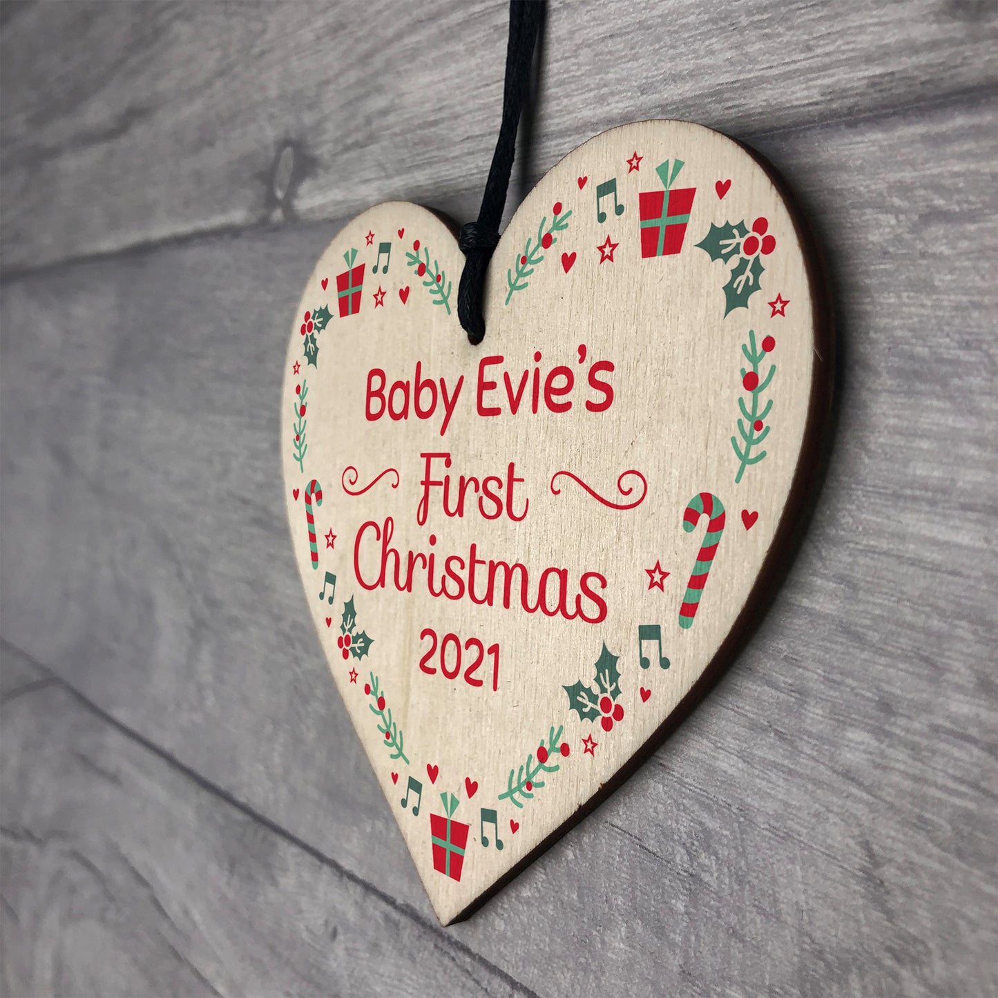 1st Christmas Bauble New Baby Tree Decoration Personalised Heart