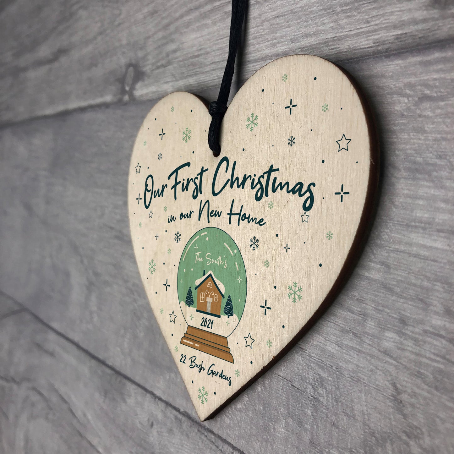 New Home Gift First Christmas Wood Bauble Personalised Decor