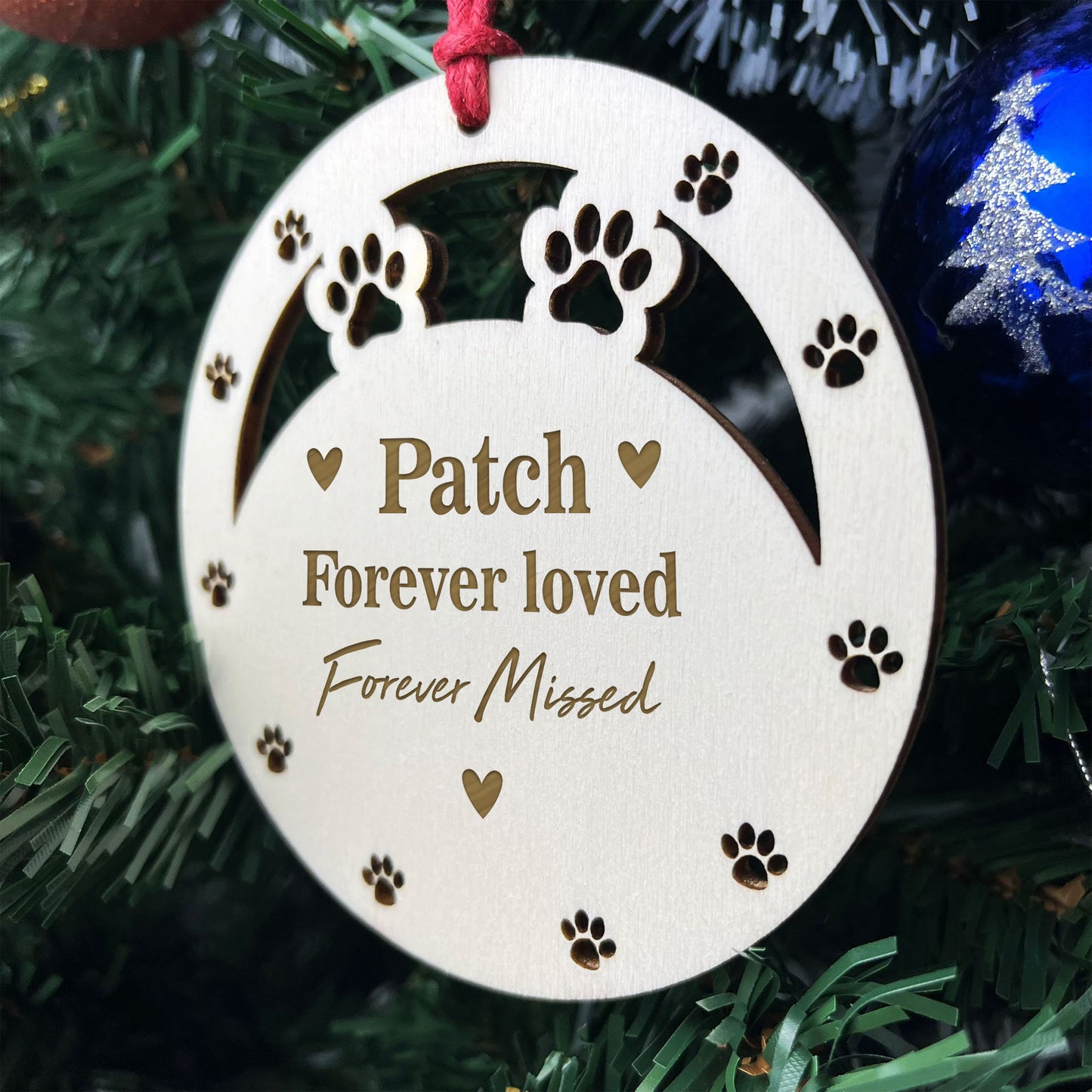 Pet Memorial Christmas Decoration Wood Engraved Bauble