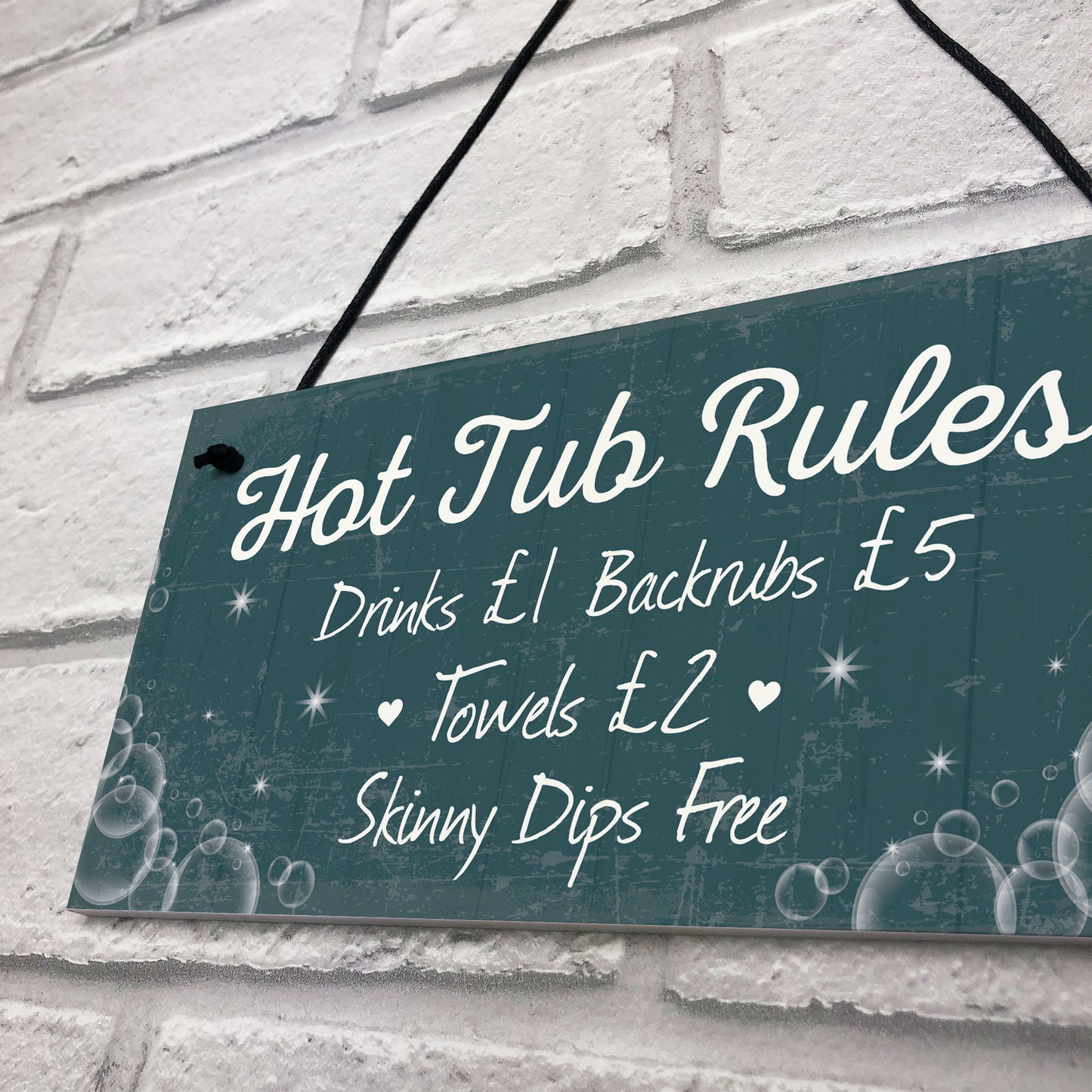 Funny Hot Tub Rules Novelty Hanging Garden Shed Plaque Jacuzzi