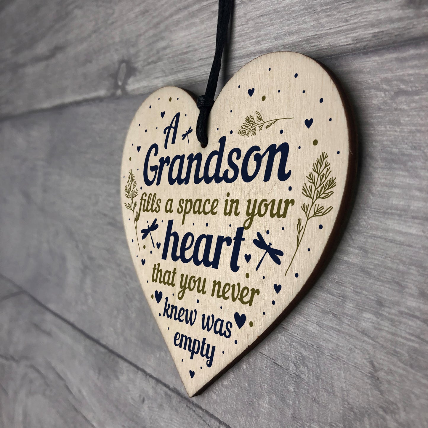 Grandson Plaque Keepsake Wooden Heart Birthday Christmas Gift