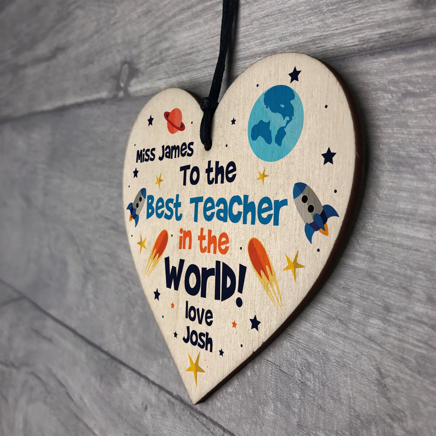 PERSONALISED Best Teacher Wooden Heart Leaving Gifts