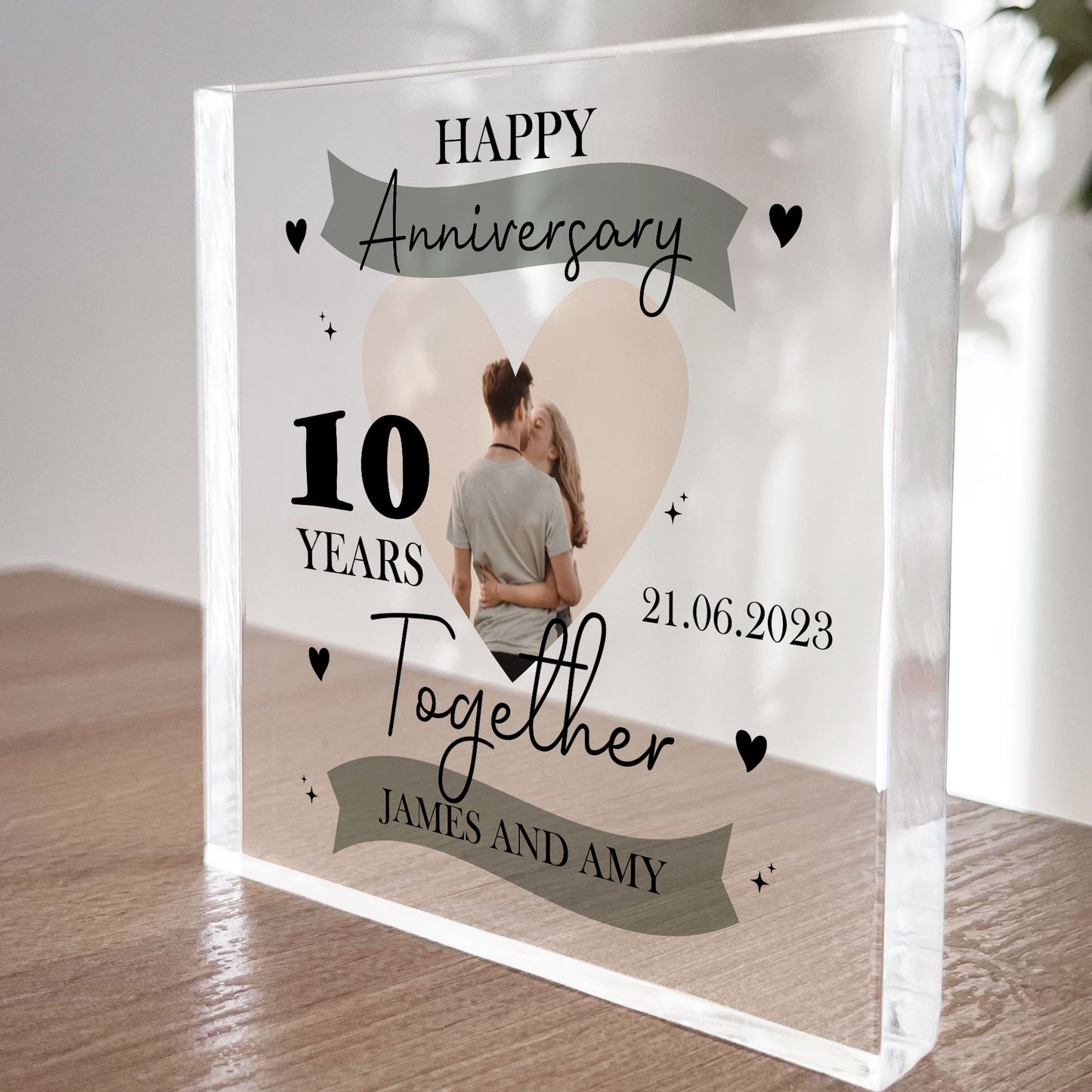 10th Wedding Anniversary Gift Personalised Photo Block Husband