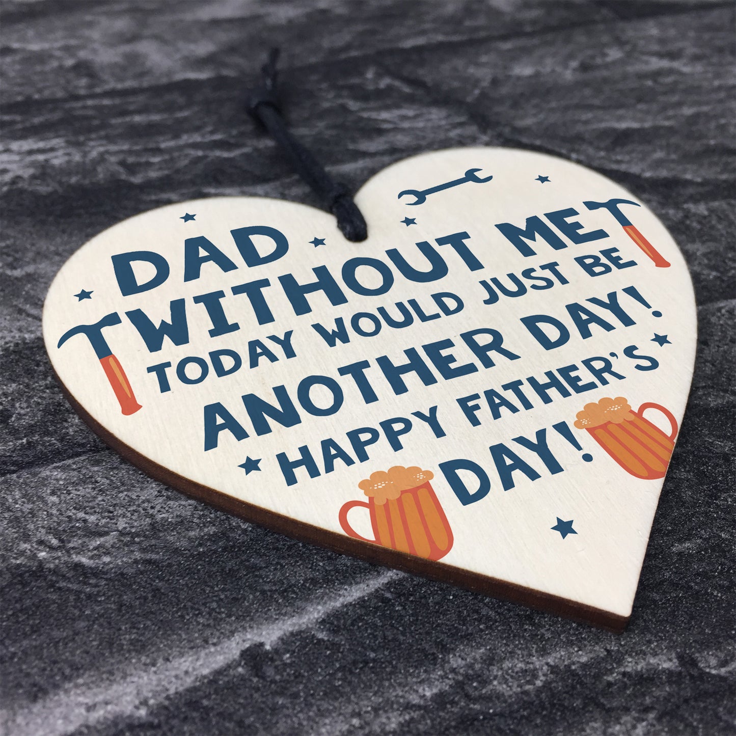 Funny Fathers Day Gift Idea Novelty Wooden Heart Gift For Him