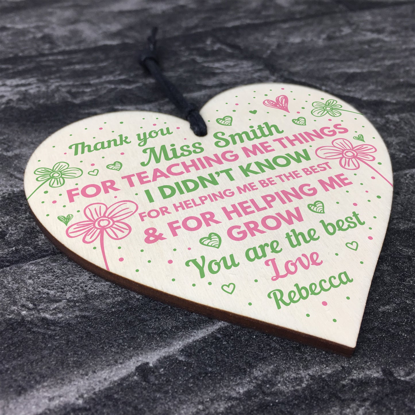 Thank You Gift For Mentor Childminder Wood Heart Teacher Gift