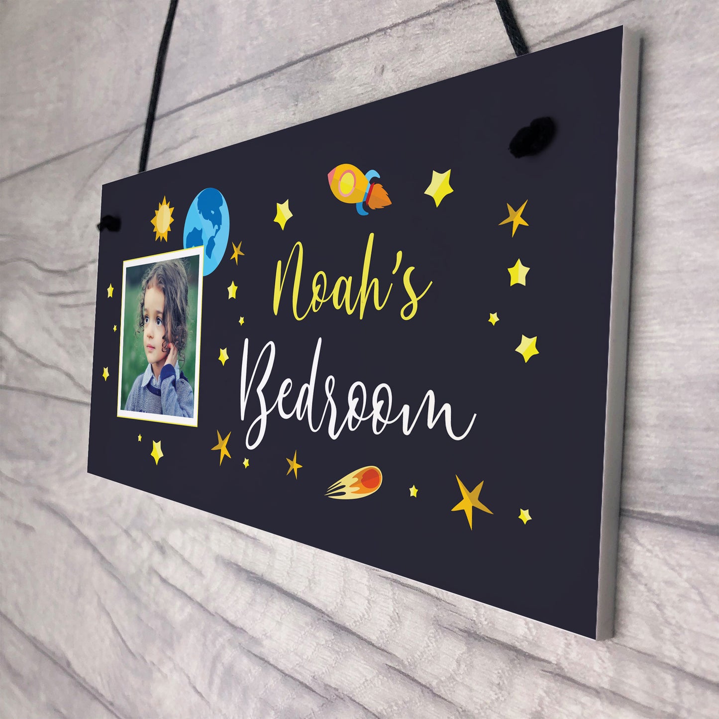 Personalised Space Themed Bedroom Sign For Boys Bedroom Son Gift