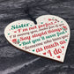 Funny Sister Birthday Christmas Card Gifts Wood Heart Friendship