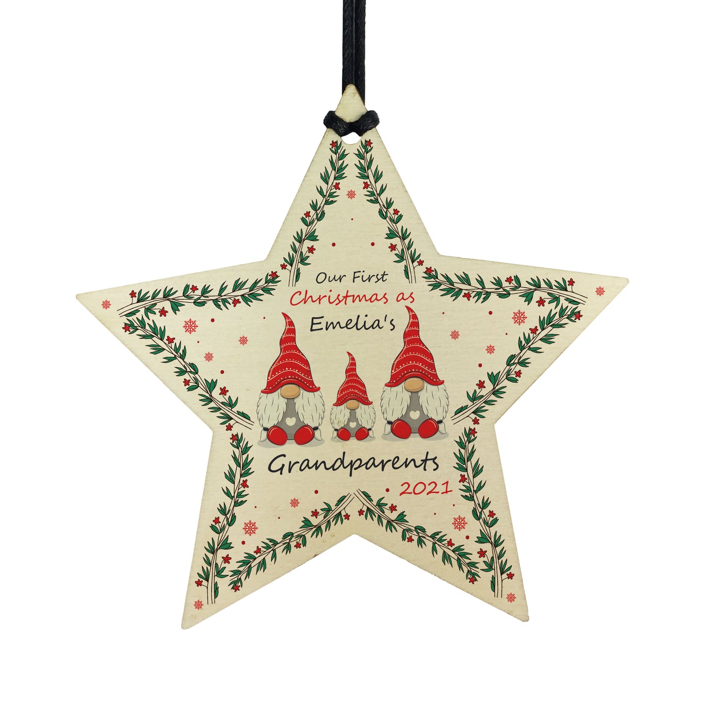 1st Christmas As Grandparents Bauble Personalised Wood Star