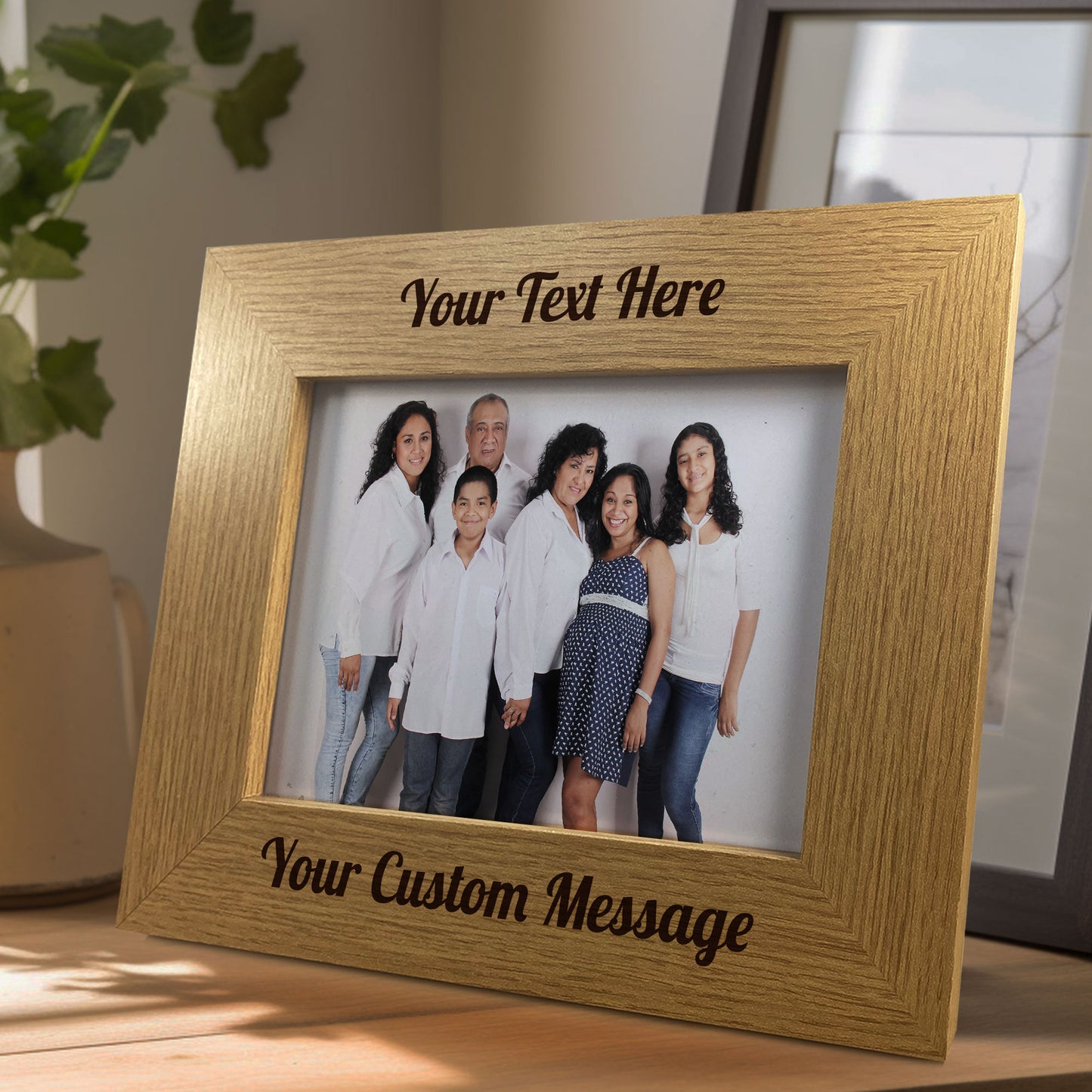 Personalised Oak Wooden Photo Frame Custom Any Text