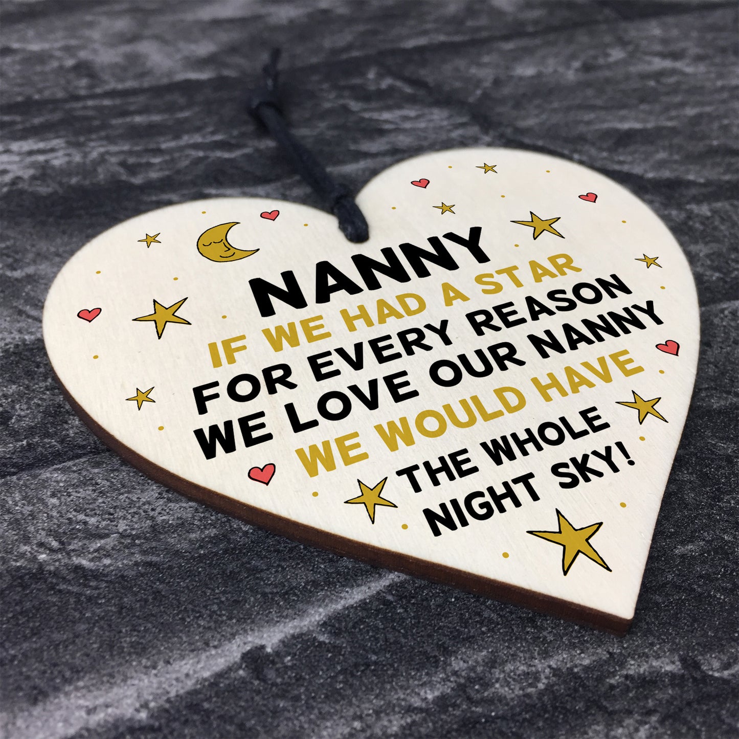 Novelty Gift For Nanny Birthday Christmas Wood Heart Thank You