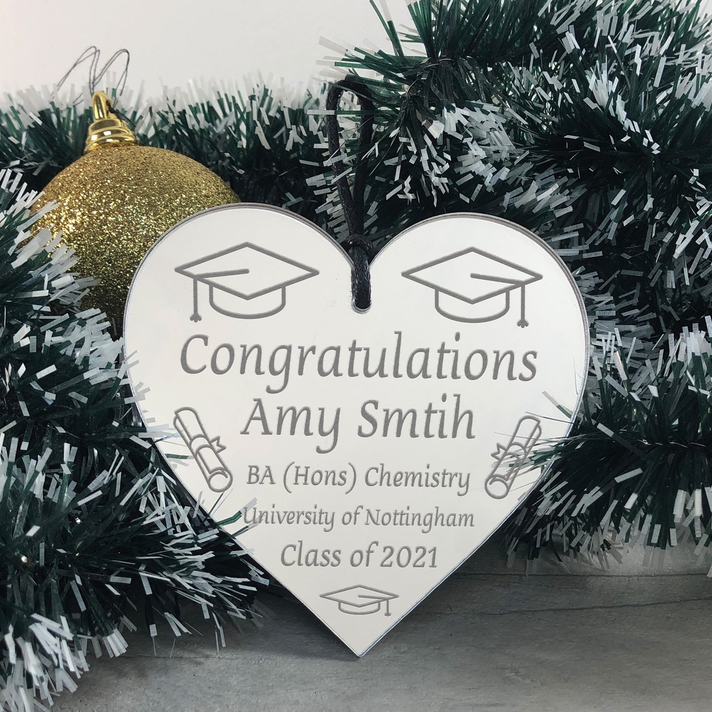 Graduation Gifts Decorations Personalised Engraved Heart Leaving