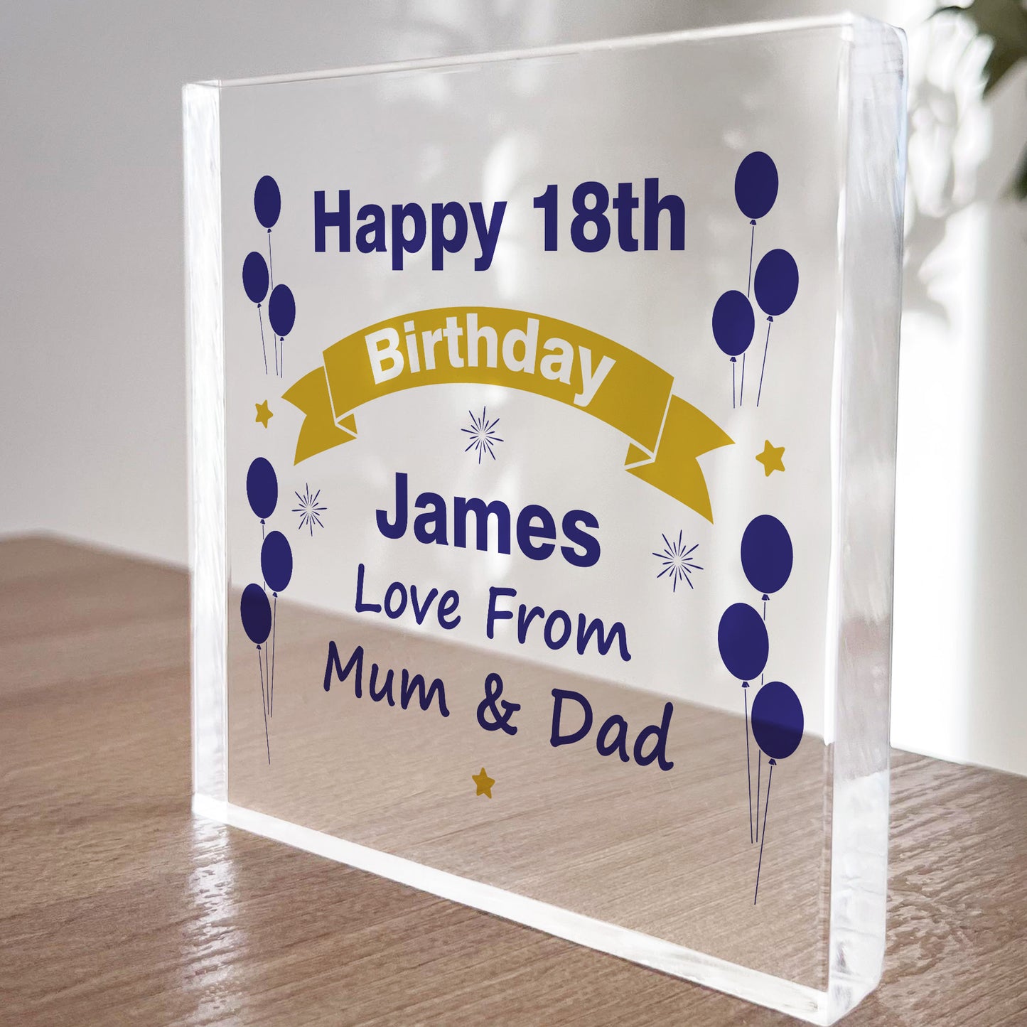 Personalised Birthday Gift For Him Men Acrylic Block 16th 18th