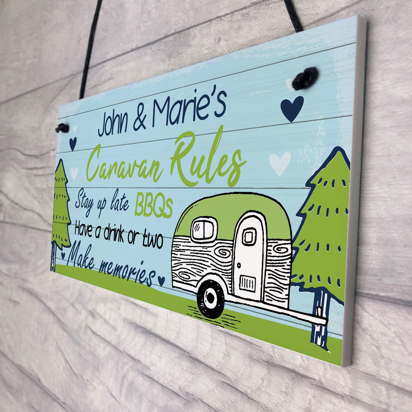 PERSONALISED Caravan Sign Hanging Caravan Rules Sign Novelty