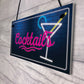 Cocktail Neon Effect Hanging Plaque Home Bar Pub Sign Friendship