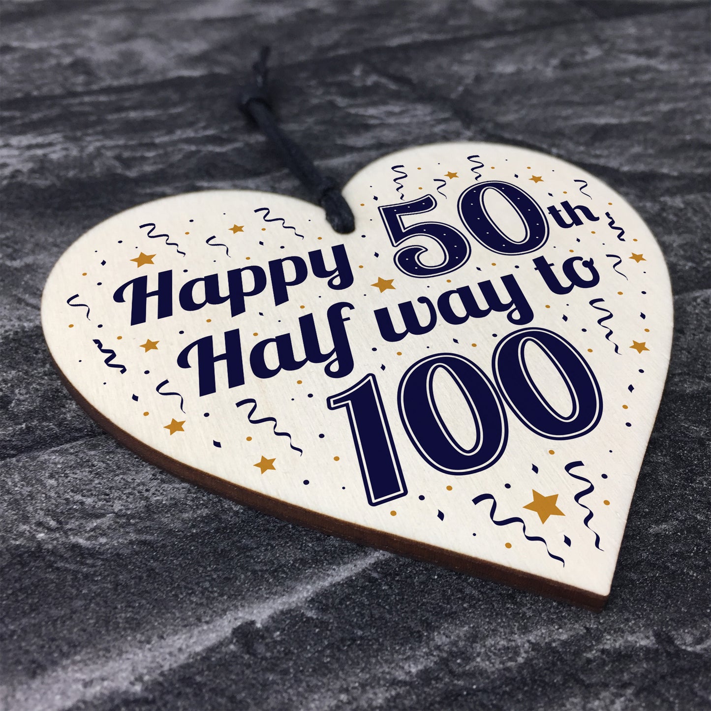 Funny Happy 50th Birthday Gift Present Wooden Heart Plaque Sign