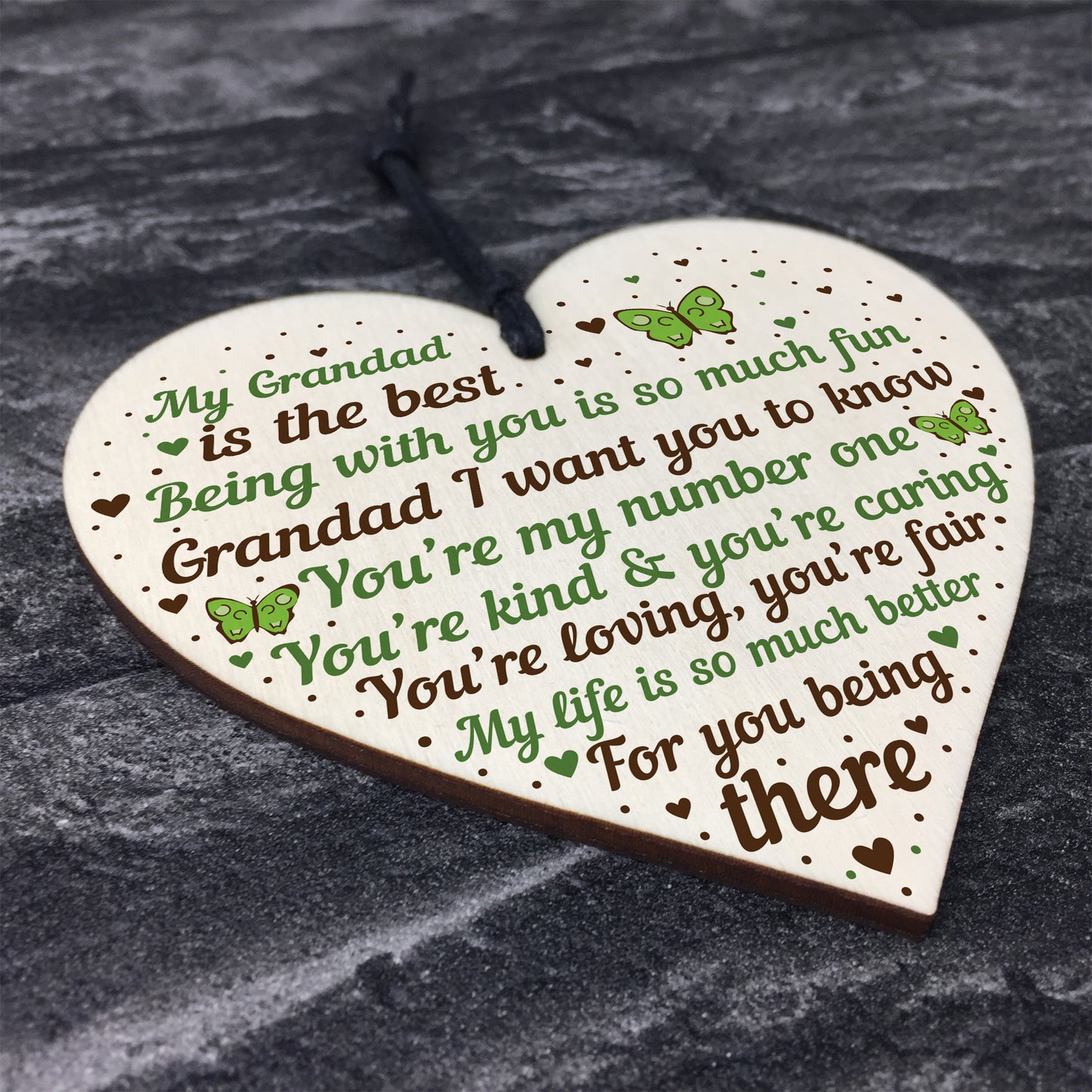 Special Gift For Grandad Wood Heart Fathers Day Gift For Him