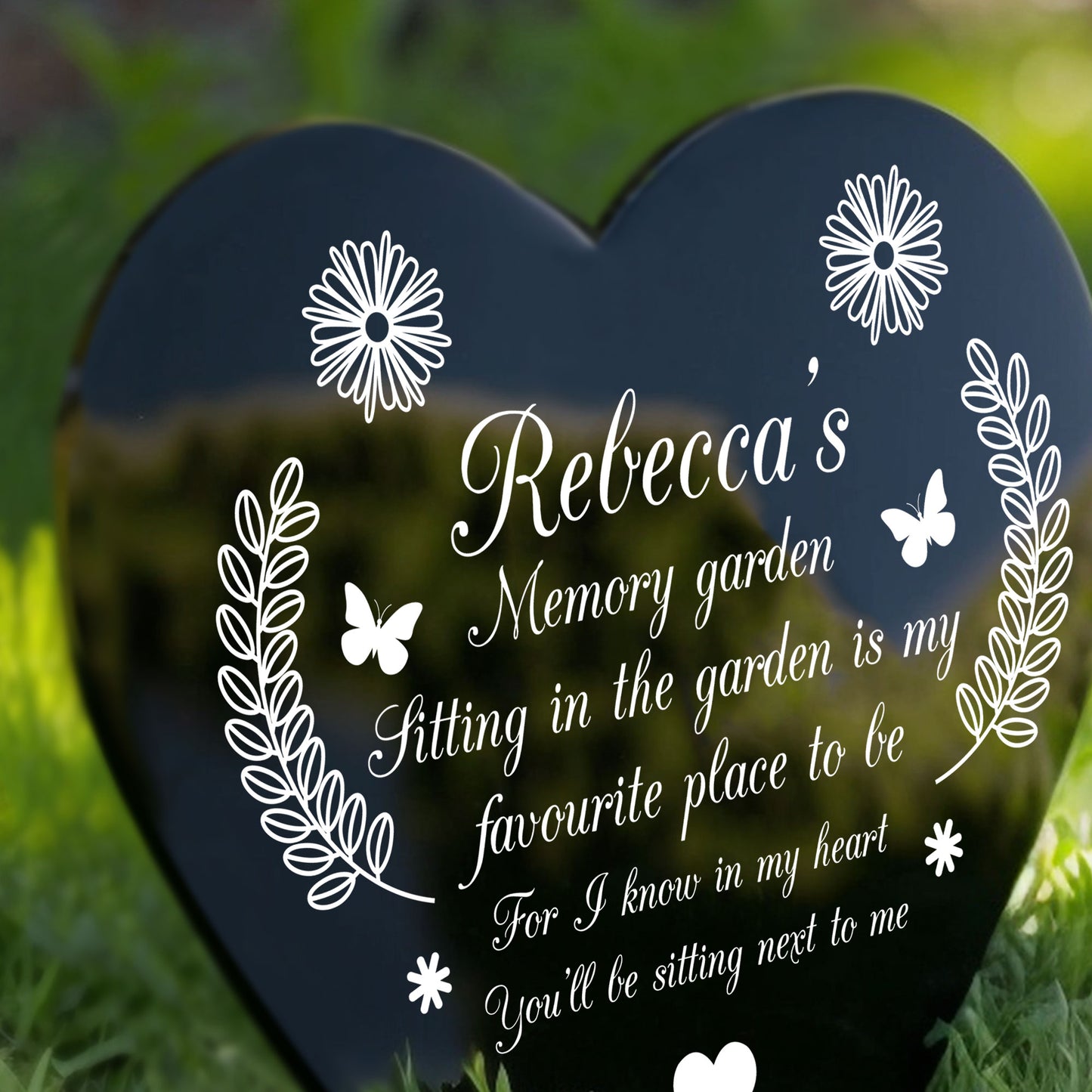 Personalised Memory Garden Memorial Acrylic Heart Stake Decor